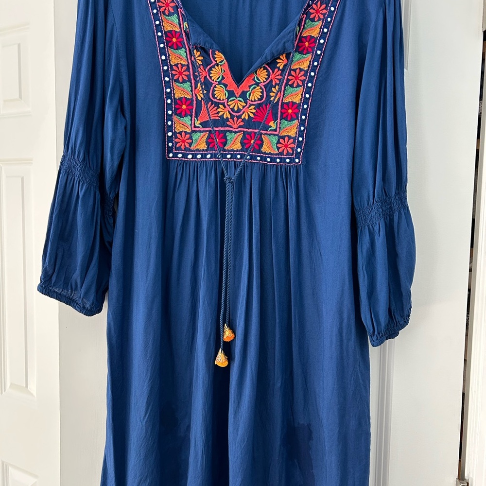 Embroidered Blue Dress